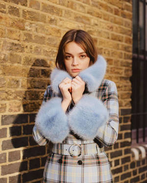 Emma Mackey Blue Coat Wallpaper