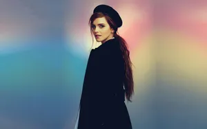 Emma Watson In Black Beret Wallpaper