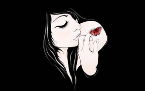 Emo Girl With Butterfly Wallpaper