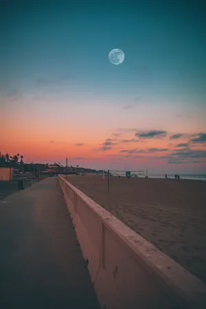 Empty Road Full Moon Wallpaper