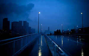 Empty Street Aesthetic Dark Blue Hd Wallpaper