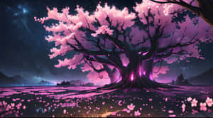 Enchanted Cherry Blossom Treeat Night Wallpaper