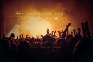 Energetic Crowd Enjoying An Electrifying Music Festival Wallpaper