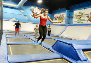 Energetic Fun At Indoor Trampoline Park Wallpaper