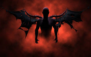 Enigmatic Depiction Of Lucifer In Smoldering Red Hues Wallpaper