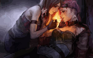 Enigmatic Hero From Arcane: League Of Legends Lighting A Cigarette In The Shadows Wallpaper