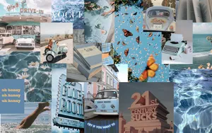 Enjoy The Aesthetic Vibes Of The Laptop Collage Wallpaper