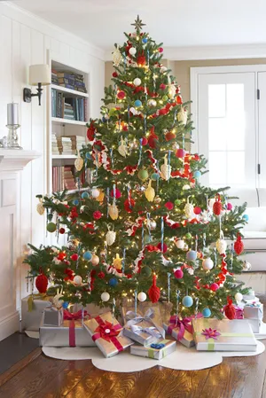 Enjoy The Beauty Of A Festive, Evergreen Aesthetic Christmas Tree. Wallpaper