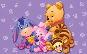 Enjoy The Classic Disney Characters Of Winnie The Pooh, Eeyore And Tigger Having Some Fun In The Hundred Acre Wood! Wallpaper