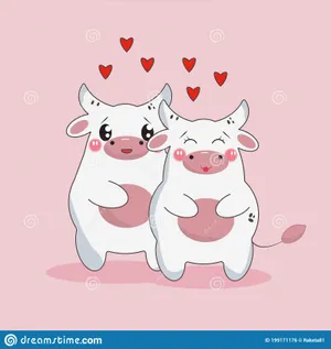 Enjoy The Cuteness Of This Kawaii Cow! Wallpaper