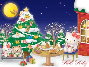 Enjoy The Magic Of A Hello Kitty Christmas Wallpaper