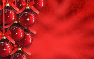 Enjoy The Spirit Of The Holiday Season With This Beautiful Red Aesthetic Christmas Image Wallpaper