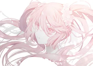 Enjoying The Beautiful Cherry Blossom Petals With Sakura Miku Wallpaper