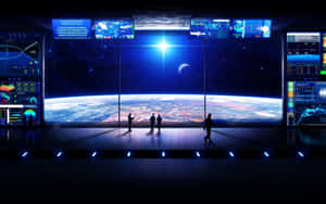 Enterprising Voyagers Explore The World In The Enterprise Bridge. Wallpaper