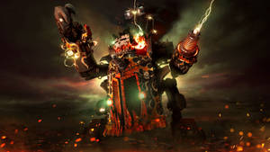 Epic Battle Scene From Warhammer 40000 Dawn Of War Space Marine Wallpaper