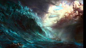 Epic Blue Tidal Wave Wallpaper