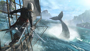 Epic Whale Encounter In Assassin's Creed: Black Flag Wallpaper