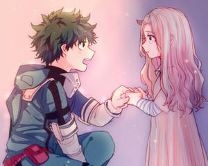 Eri Being Held By Midoriya Wallpaper