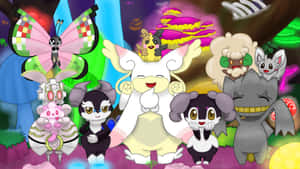 Espurr Among Psychic Pokemons Wallpaper