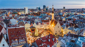 Estonia Christmas Town Wallpaper