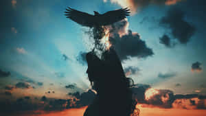 Ethereal Silhouette Bird Disintegration Wallpaper