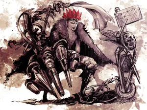 Eustass Kid Selective Color Sketch Art Wallpaper