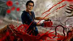 Evil Dead Ash Using Chainsaw Wallpaper