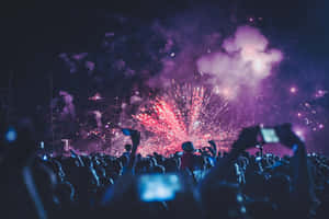 Excited Crowd Enjoying A Music Festival Wallpaper