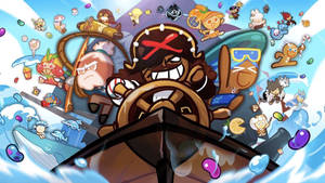 Exciting Adventures In The Cookie Run World With Pirate Ship Wallpaper