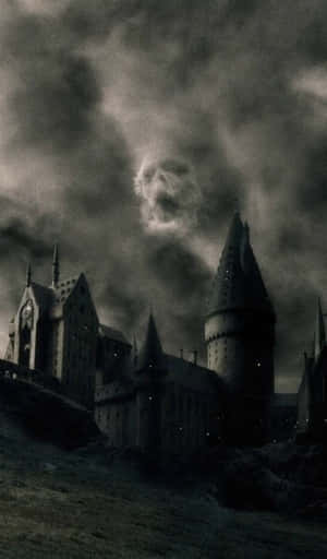 Explore The Magical World Of Harry Potter In Black And White Wallpaper