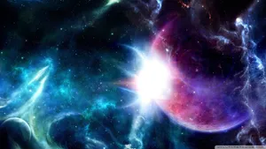 Exquisite Blue Green Galaxy Wallpaper