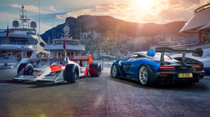 F1 Racing And Muscle Car Wallpaper