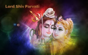 Face To Face Shiva Parvati Art Wallpaper