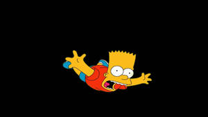 Falling Bart Simpson On Black Background Wallpaper
