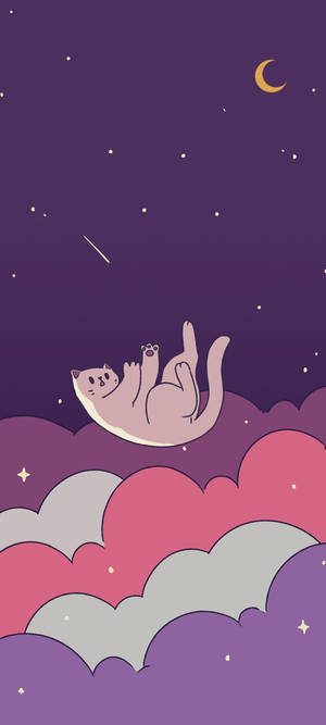 Falling Cat Soft Aesthetic Art Wallpaper