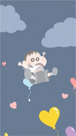 Falling Shinchan Aesthetic Wallpaper
