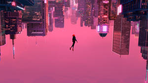 Falling Spiderman In Pink Aesthetic Wallpaper