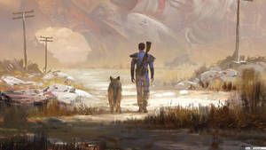 Fallout 76 Man And Dog Painting Wallpaper
