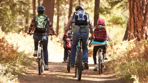 Family Bonding Activity Mountain Biking Wallpaper