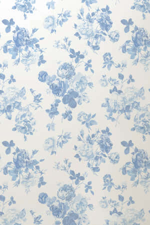 Fancy Blue Flowers White Phone Wallpaper