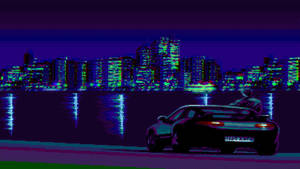 Fantasy Aesthetic Black Car And City Lights Wallpaper