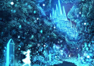Fantasy Blue Frozen Castle Wallpaper