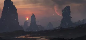 Fantasy City At Sunset Wallpaper