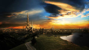 Fantasy Mosque Cityscape Wallpaper