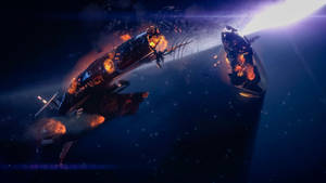Fantasy Spaceship Crash Wallpaper