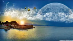 Fantasy World Crescent Moon Wallpaper