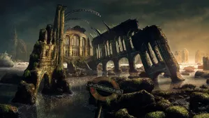 Fantasy World Ruined Architecture Wallpaper