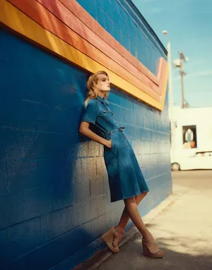 Fashion Model Against Colorful Wall Wallpaper