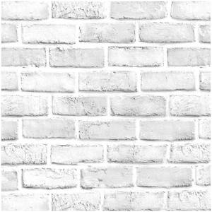 Faux White Brick Wall Lime Washed Wallpaper