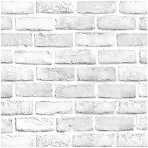 Faux White Brick Wall Lime Washed Wallpaper